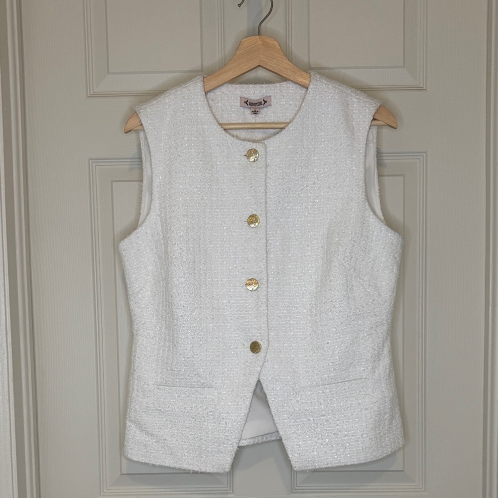 Nanette Lepore Tweed Vest with Gold Buttons